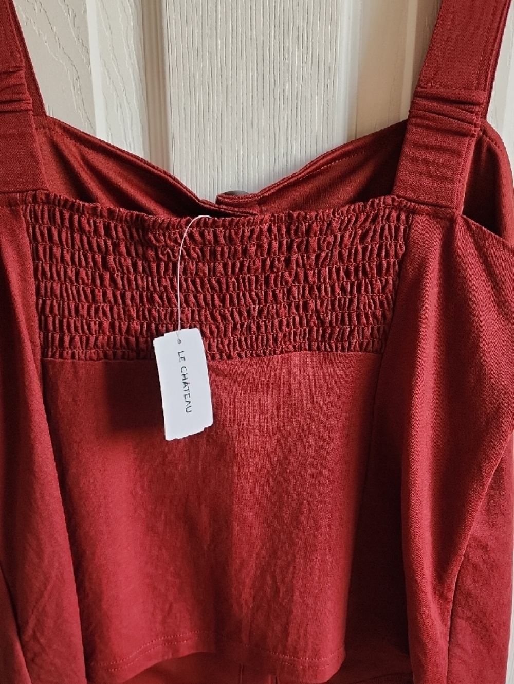 le chateau Rust Red Button-Front Square-Neck Tank XL - Picture 5 of 6